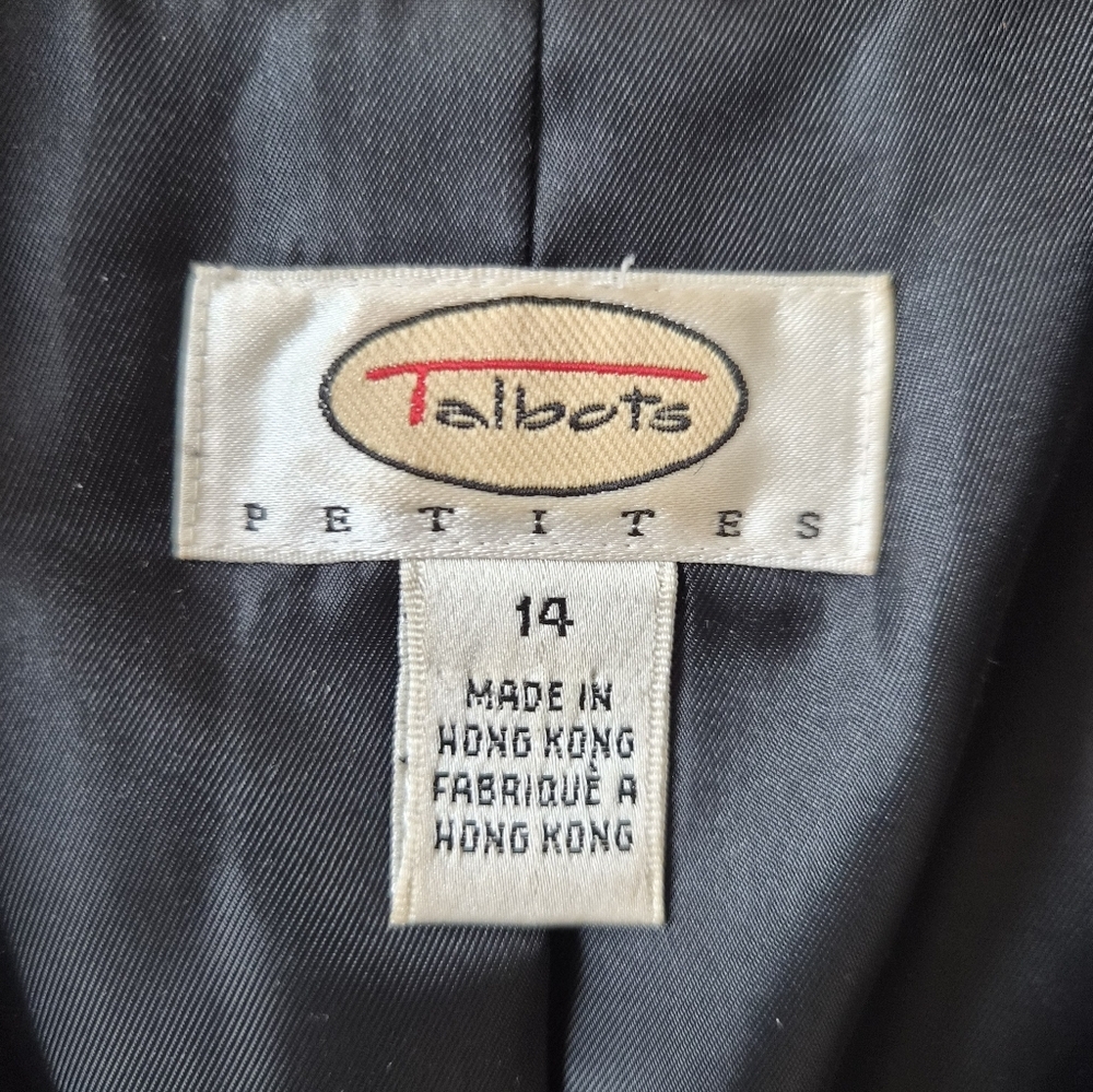 Talbots Petites Black & Tan Bouclé Wool Blend Tweed Blazer - Size 14P - Picture 2 of 8